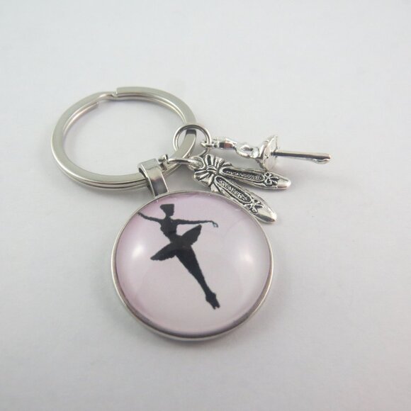 Ballet Keychain Ballerina Key Ring Dance Charm Gift for Dancer Ballet Lover Bag - Picture 2 of 4